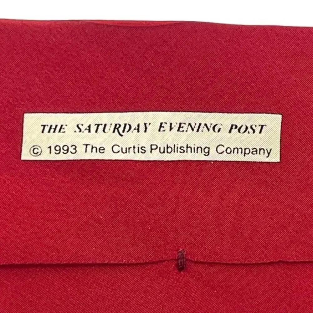 Norman Rockwell The Saturday Evening Post Santa Christmas Vintage Hand Sewn Silk